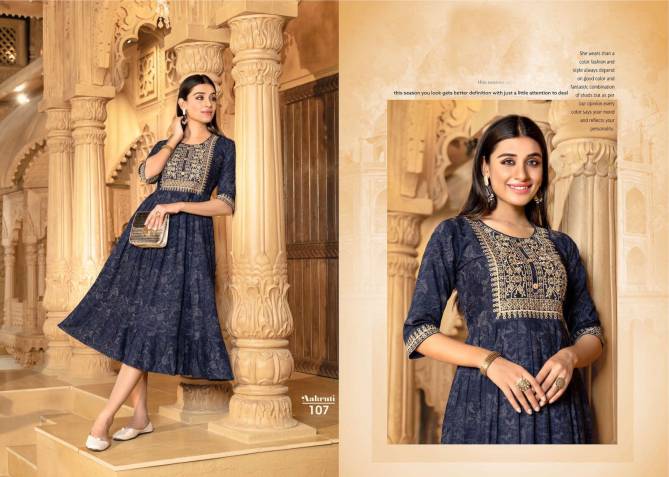Aakruti 101 Heavy New Ethnic Wear Rayon Embroidery Kurti Collection